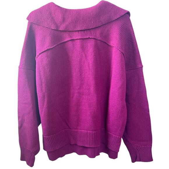 Anthropologie Maeve Layered Polo Wool Blend Sweater in Raspberry Pink Medium - Picture 5 of 6